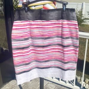 Worthington Skirt in Black, Fuchsia and Orange Stripes w/ Belt